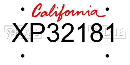 XP32181 California License Plate