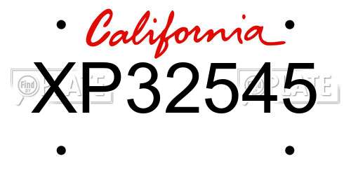 XP32545 California License Plate
