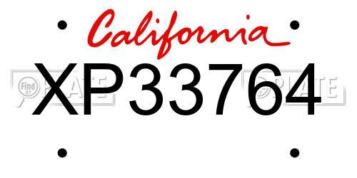 XP33764 California License Plate
