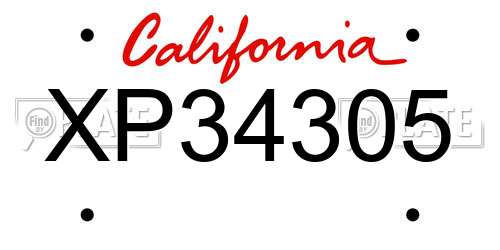 XP34305 California License Plate