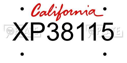 XP38115 California License Plate