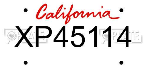 XP45114 California License Plate