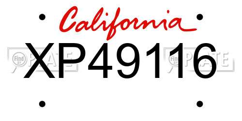 XP49116 California License Plate