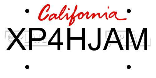 XP4HJAM California License Plate