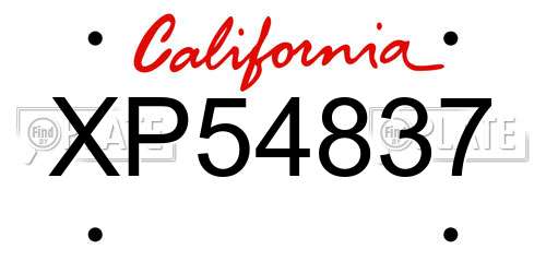 XP54837 California License Plate