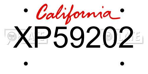 XP59202 California License Plate