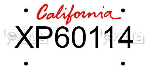 XP60114 California License Plate