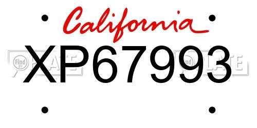 XP67993 California License Plate