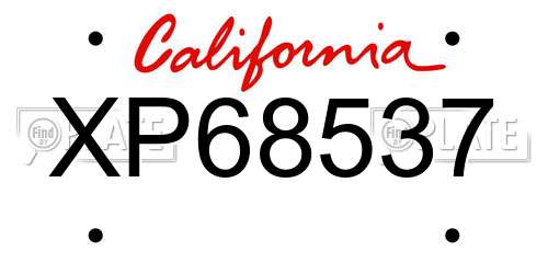 XP68537 California License Plate