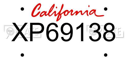 XP69138 California License Plate