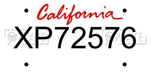 XP72576 California License Plate