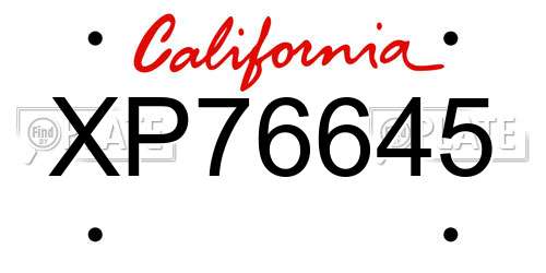 XP76645 California License Plate
