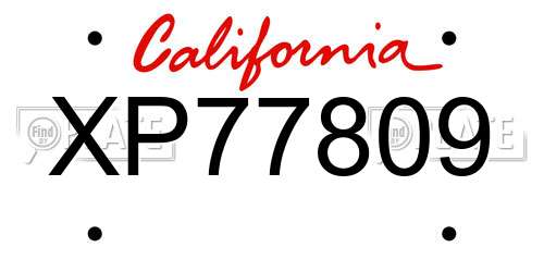 XP77809 California License Plate