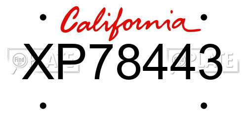 XP78443 California License Plate