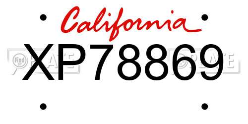 XP78869 California License Plate