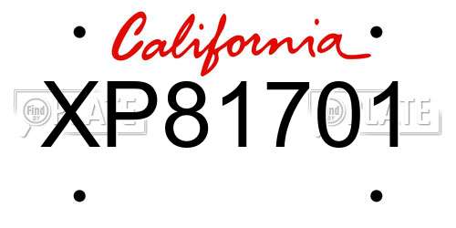 XP81701 California License Plate