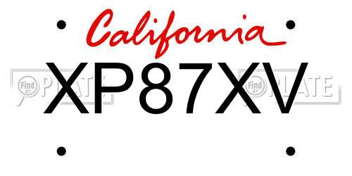 XP87XV California License Plate