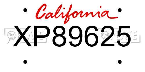 XP89625 California License Plate