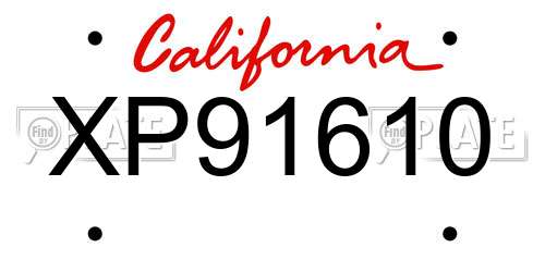 XP91610 California License Plate