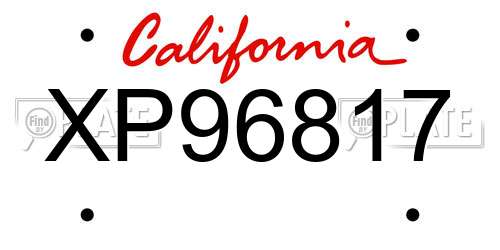 XP96817 California License Plate