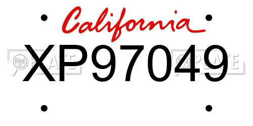 XP97049 California License Plate