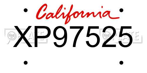 XP97525 California License Plate