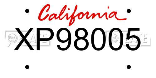 XP98005 California License Plate