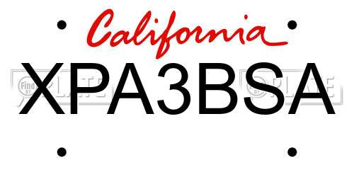 XPA3BSA California License Plate