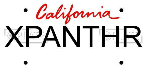 XPANTHR California License Plate
