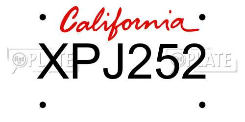 XPJ252 California License Plate