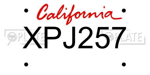XPJ257 California License Plate