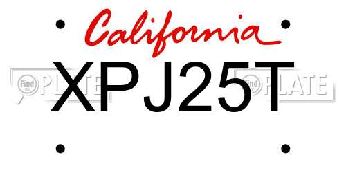 XPJ25T California License Plate