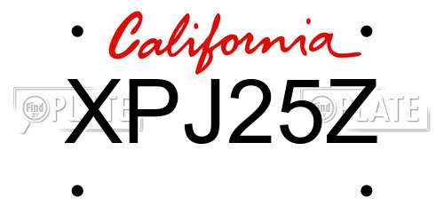 XPJ25Z California License Plate