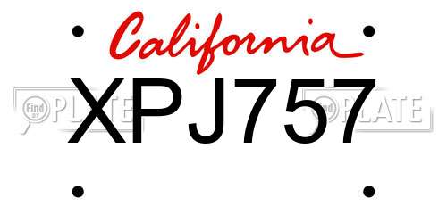 XPJ757 California License Plate