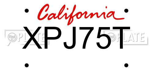 XPJ75T California License Plate