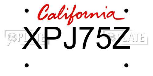 XPJ75Z California License Plate