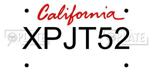 XPJT52 California License Plate