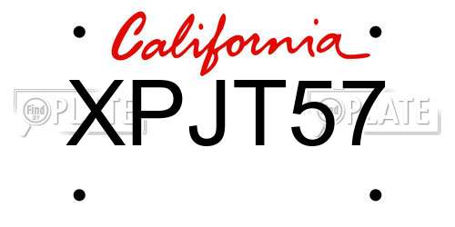 XPJT57 California License Plate