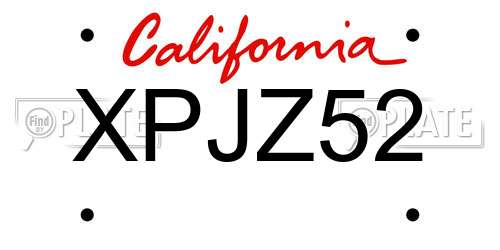 XPJZ52 California License Plate