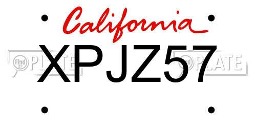 XPJZ57 California License Plate