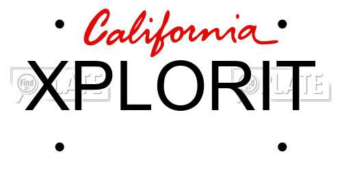 XPLORIT California License Plate