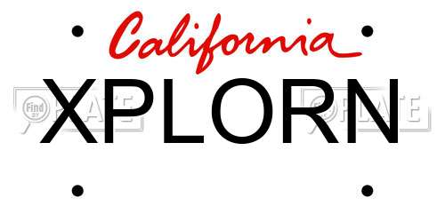 XPLORN California License Plate
