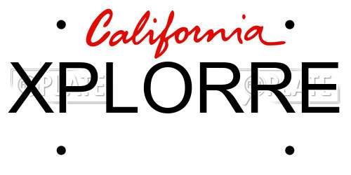 XPLORRE California License Plate