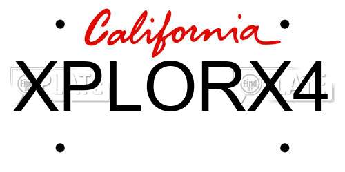 XPLORX4 California License Plate