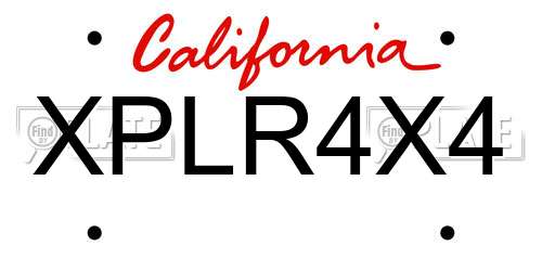 XPLR4X4 California License Plate