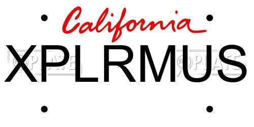 XPLRMUS California License Plate
