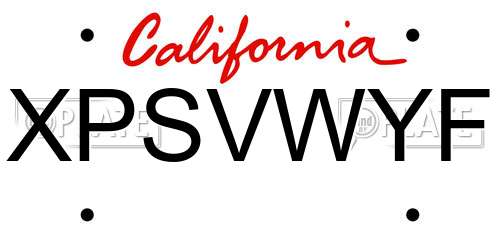 XPSVWYF California License Plate