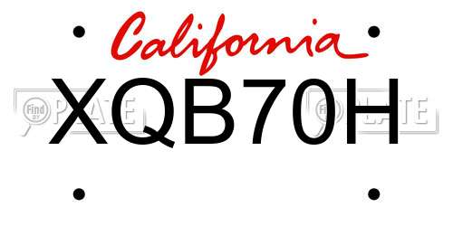 XQB70H California License Plate