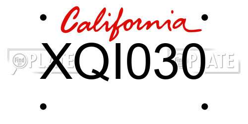 XQI030 California License Plate