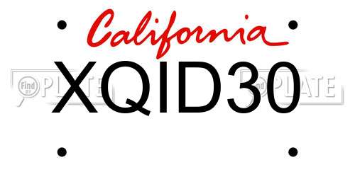XQID30 California License Plate